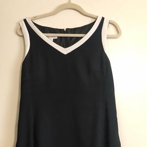 Classic Black Dress with White Neckline